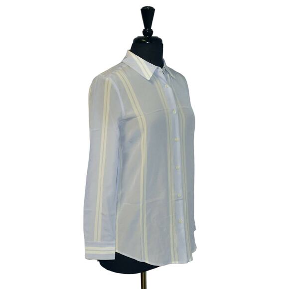 B0 NWT FRANCES AUSTEN The Stripe Button Down Halogen Blue/White Blouse Sz S $185 - Picture 3 of 7